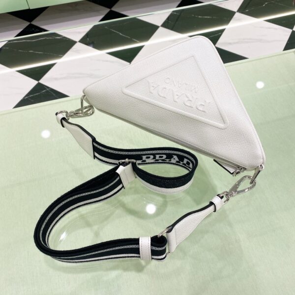 Prada Saffiano Triangle Bag White For Women, Women's Bags 11in/28cm 2VH155_2FAD_F0009_V_OOO