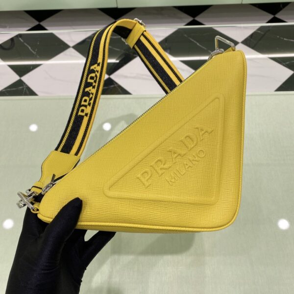 Prada Saffiano Triangle Bag Yellow For Women, Women's Bags 11in/28cm 2VH155_2FAD_F0377_V_OOO