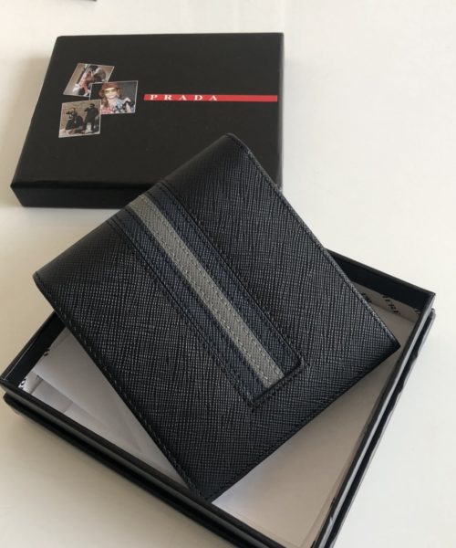 1:1 Replica Prada Saffiano Wallet Black For Women, Women's Wallets 4.5in/11cm