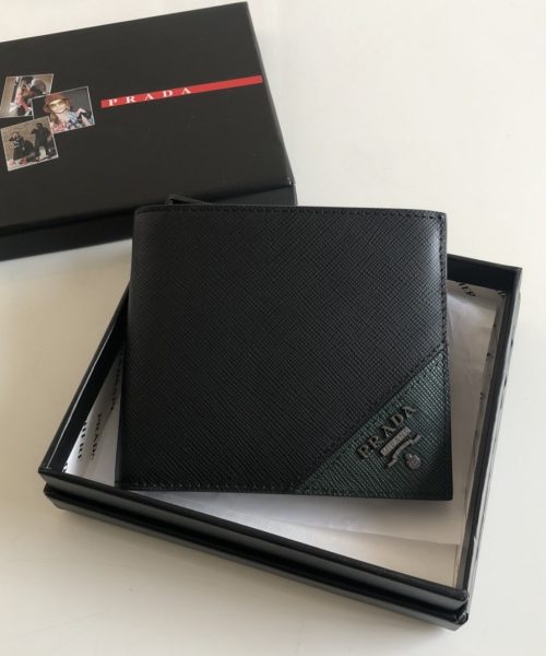 1:1 Replica Prada Saffiano Wallet Black For Women, Women's Wallets 4.5in/11cm
