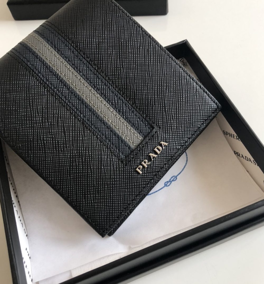 1:1 Replica Prada Saffiano Wallet Black For Women, Women's Wallets 4.5in/11cm