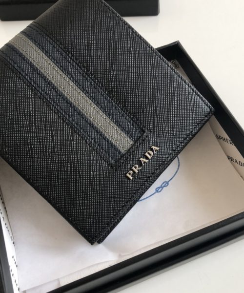 1:1 Replica Prada Saffiano Wallet Black For Women, Women's Wallets 4.5in/11cm
