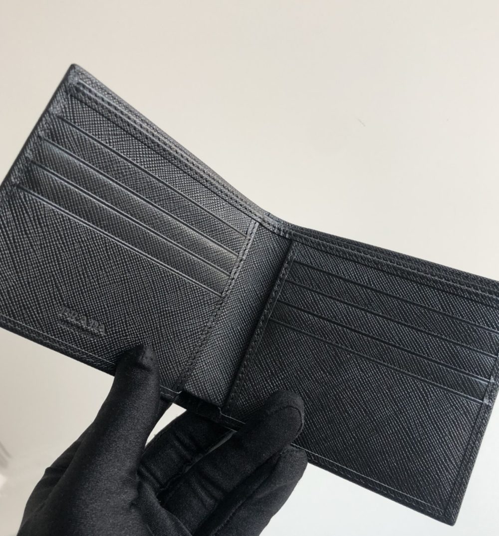 1:1 Replica Prada Saffiano Wallet Black For Women, Women's Wallets 4.5in/11cm