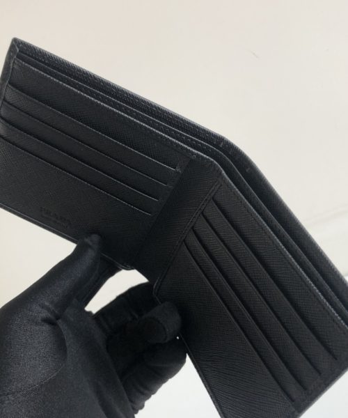 1:1 Replica Prada Saffiano Wallet Black For Women, Women's Wallets 4.5in/11cm