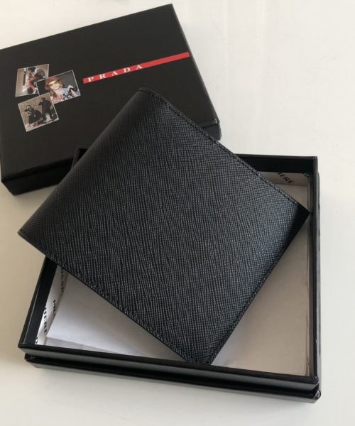 1:1 Replica Prada Saffiano Wallet Black For Women, Women's Wallets 4.5in/11cm