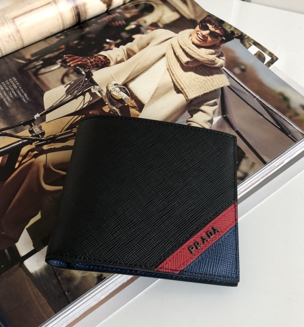 1:1 Replica Prada Saffiano Wallet Black For Women, Women's Wallets 4.5in/11cm