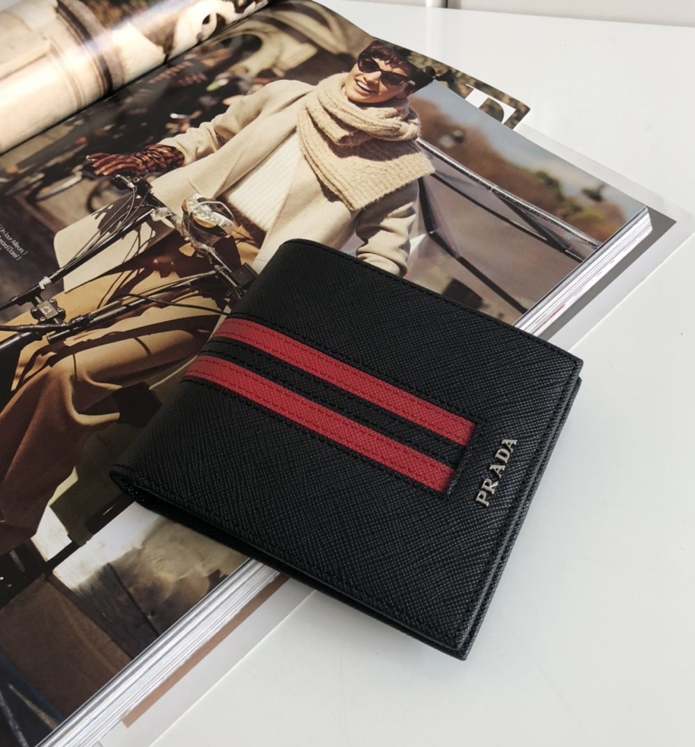 1:1 Replica Prada Saffiano Wallet Black For Women, Women's Wallets 4.5in/11cm
