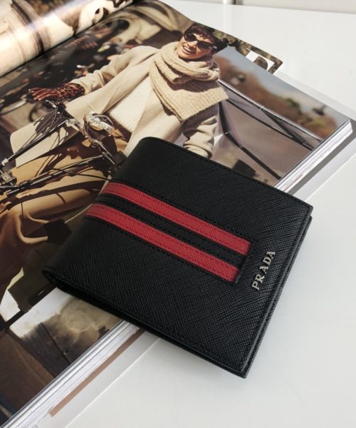 1:1 Replica Prada Saffiano Wallet Black For Women, Women's Wallets 4.5in/11cm