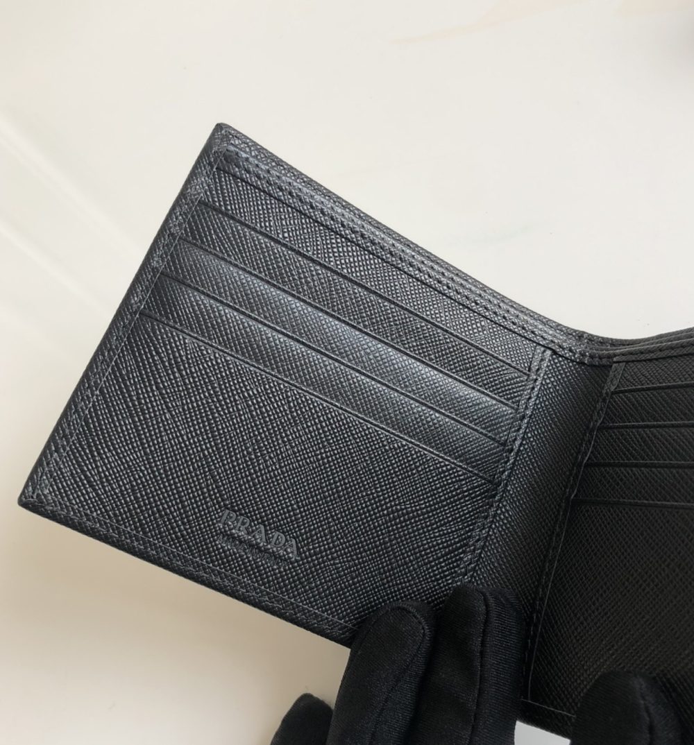 1:1 Replica Prada Saffiano Wallet Black For Women, Women's Wallets 4.5in/11cm