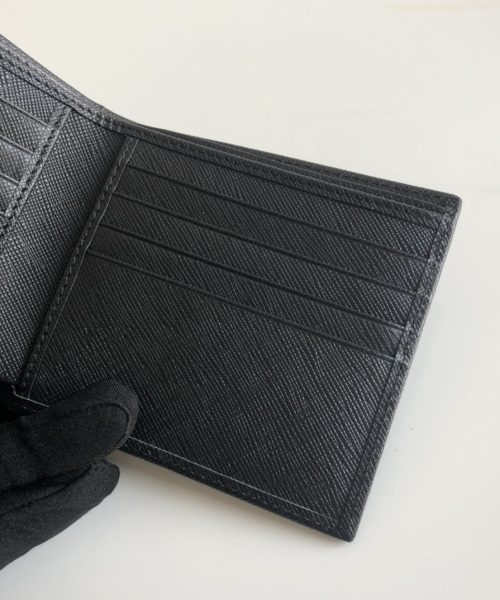 1:1 Replica Prada Saffiano Wallet Black For Women, Women's Wallets 4.5in/11cm