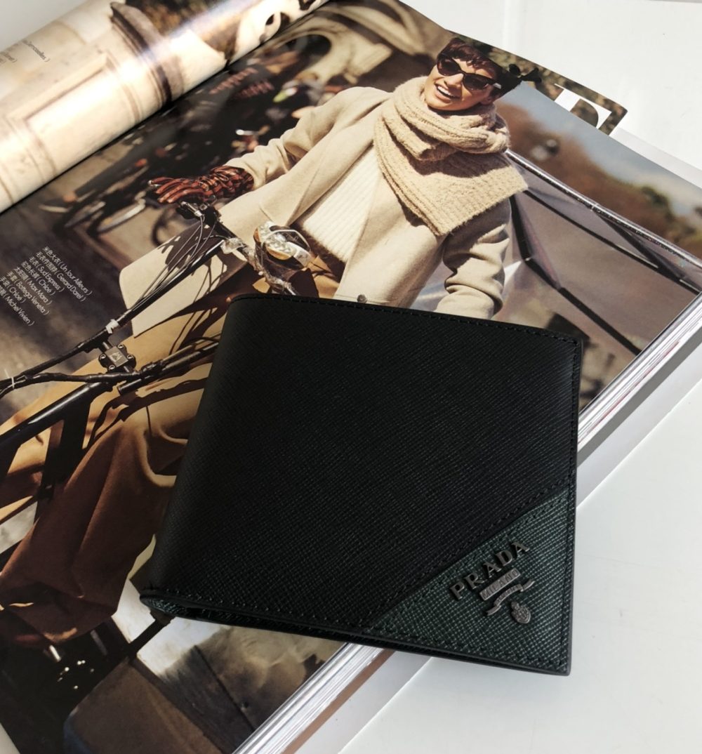 1:1 Replica Prada Saffiano Wallet Black For Women, Women's Wallets 4.5in/11cm