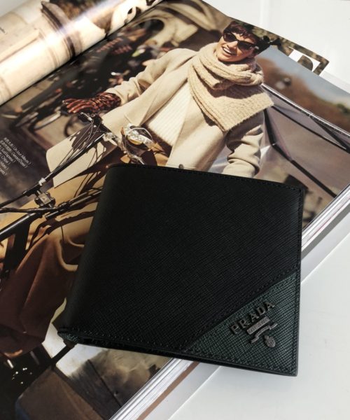 1:1 Replica Prada Saffiano Wallet Black For Women, Women's Wallets 4.5in/11cm