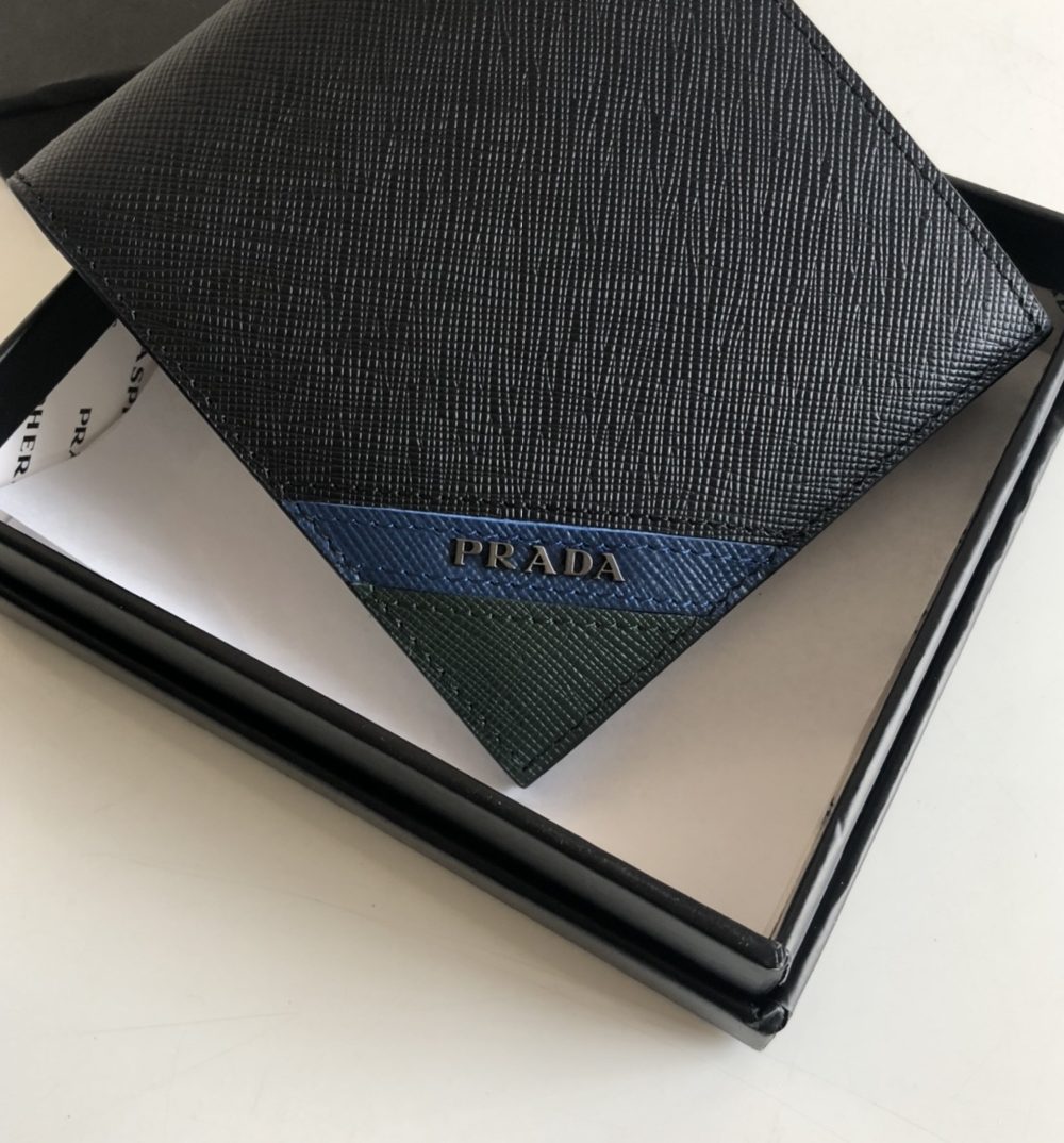 1:1 Replica Prada Saffiano Wallet Black For Women, Women's Wallets 4.5in/11cm
