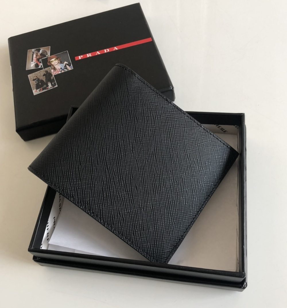 1:1 Replica Prada Saffiano Wallet Black For Women, Women's Wallets 4.5in/11cm