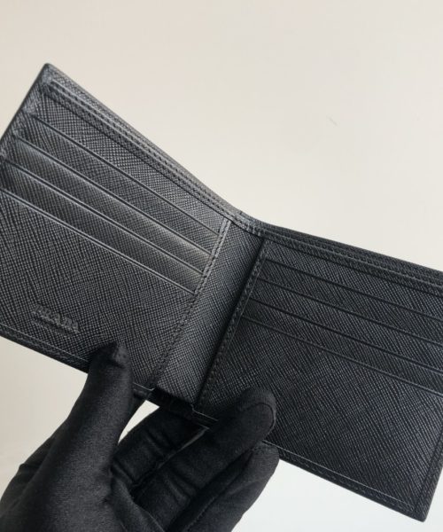 1:1 Replica Prada Saffiano Wallet Black For Women, Women's Wallets 4.5in/11cm