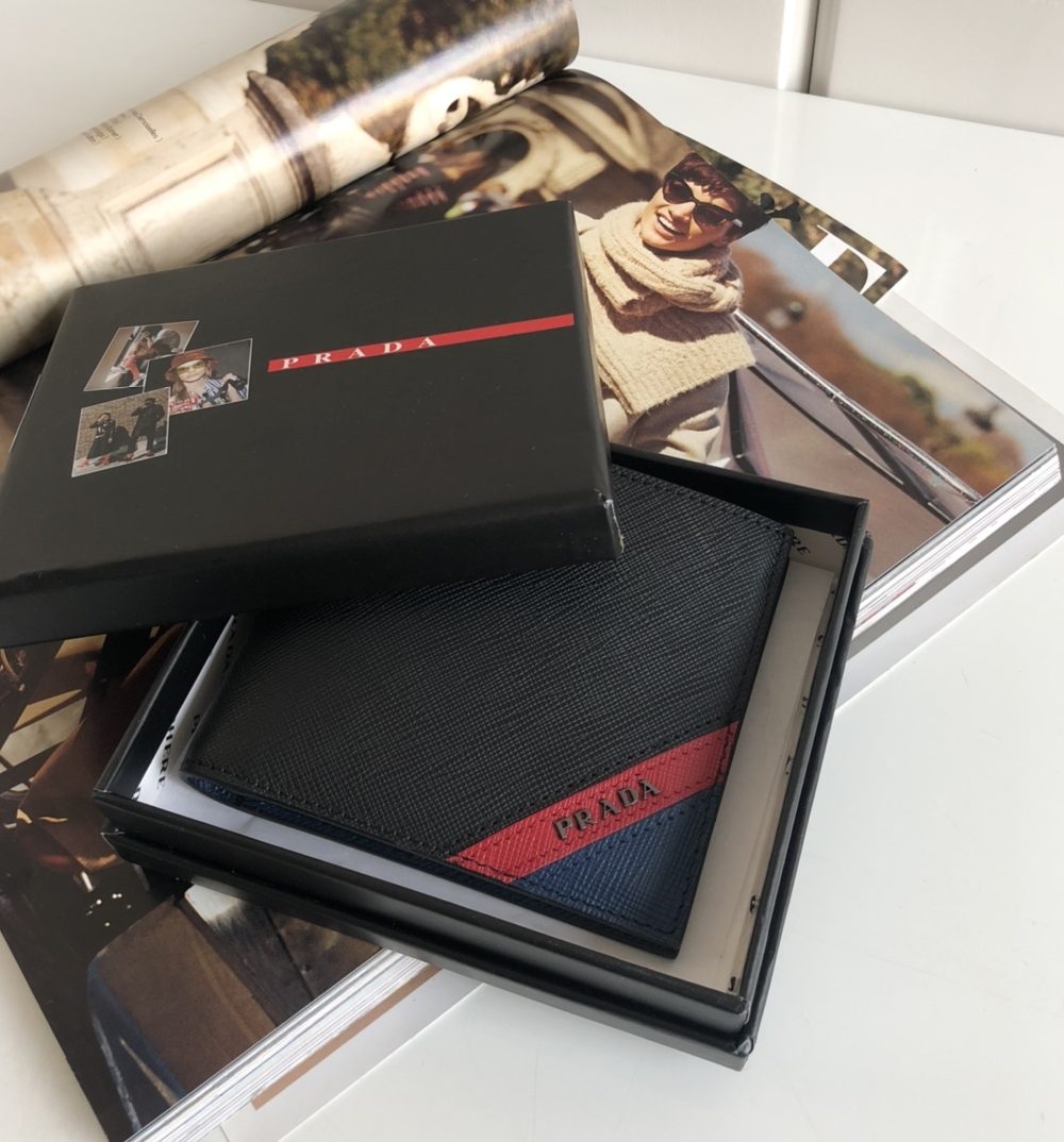 1:1 Replica Prada Saffiano Wallet Black For Women, Women's Wallets 4.5in/11cm