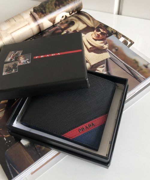 1:1 Replica Prada Saffiano Wallet Black For Women, Women's Wallets 4.5in/11cm