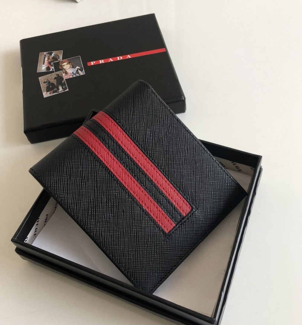 1:1 Replica Prada Saffiano Wallet Black For Women, Women's Wallets 4.5in/11cm
