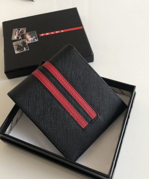 1:1 Replica Prada Saffiano Wallet Black For Women, Women's Wallets 4.5in/11cm