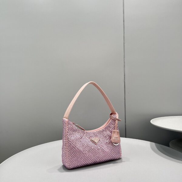 Prada Satin Mini-Bag With Crystals Silver For Women, Women's Bags 8.6in/22cm