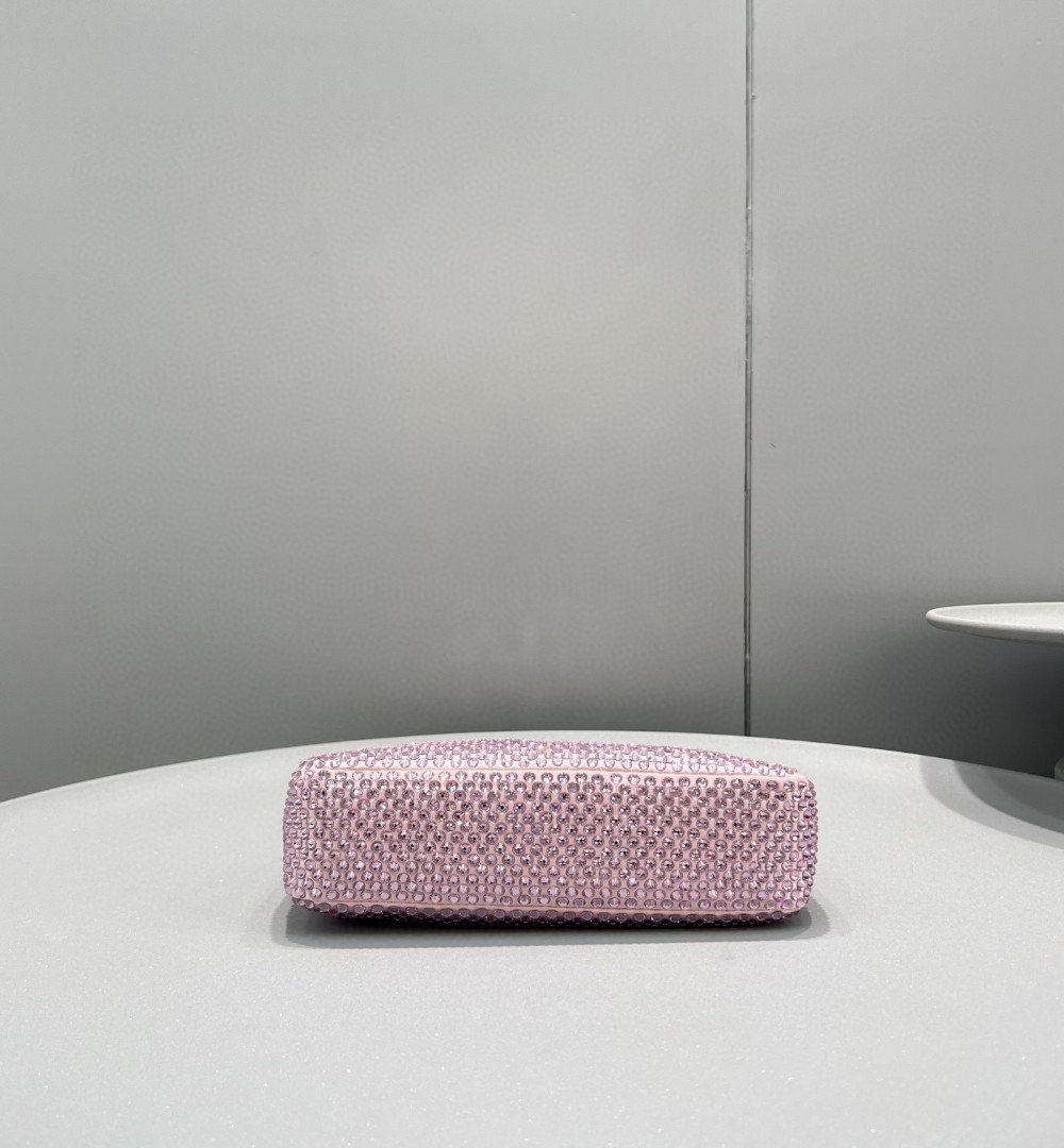 Prada Satin Mini-Bag With Crystals Silver For Women, Women's Bags 8.6in/22cm