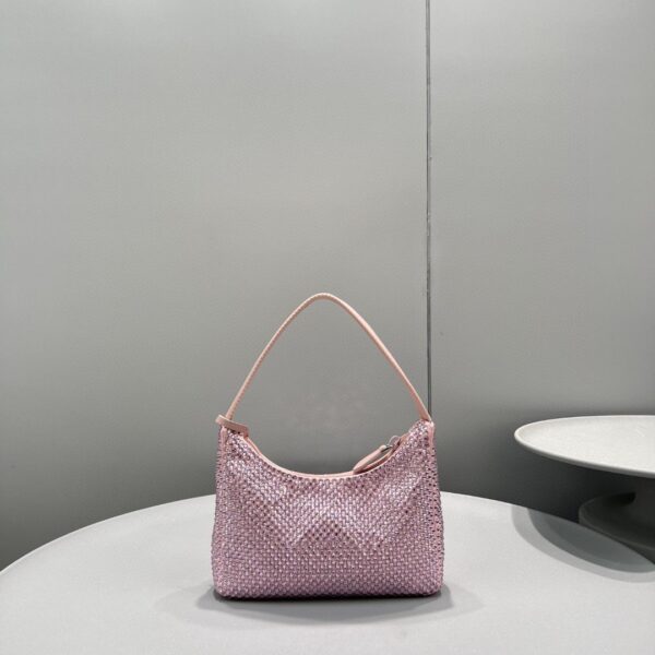 Prada Satin Mini-Bag With Crystals Silver For Women, Women's Bags 8.6in/22cm