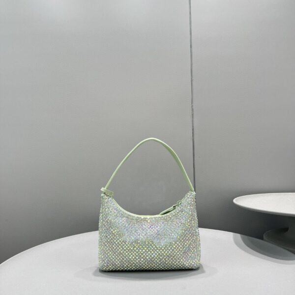 Prada Satin Mini-Bag With Crystals Silver/Gold For Women, Women's Bags 8.6in/22cm