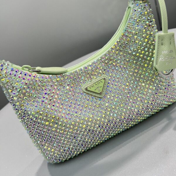 Prada Satin Mini-Bag With Crystals Silver/Gold For Women, Women's Bags 8.6in/22cm