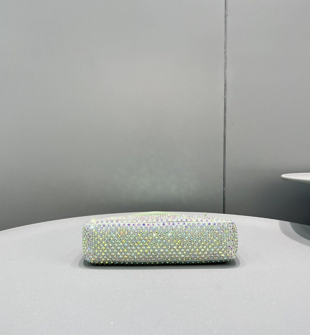 Prada Satin Mini-Bag With Crystals Silver/Gold For Women, Women's Bags 8.6in/22cm