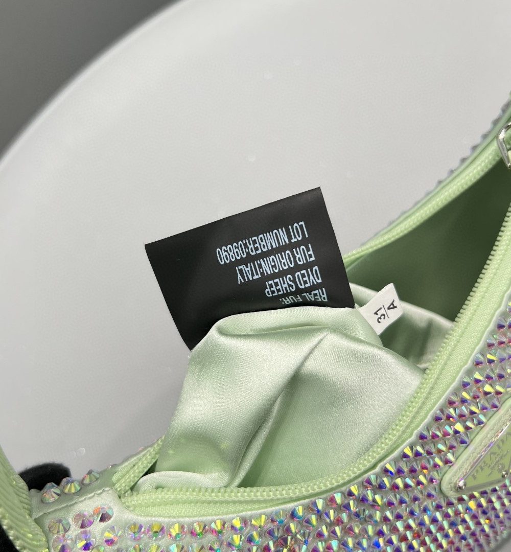 Prada Satin Mini-Bag With Crystals Silver/Gold For Women, Women's Bags 8.6in/22cm