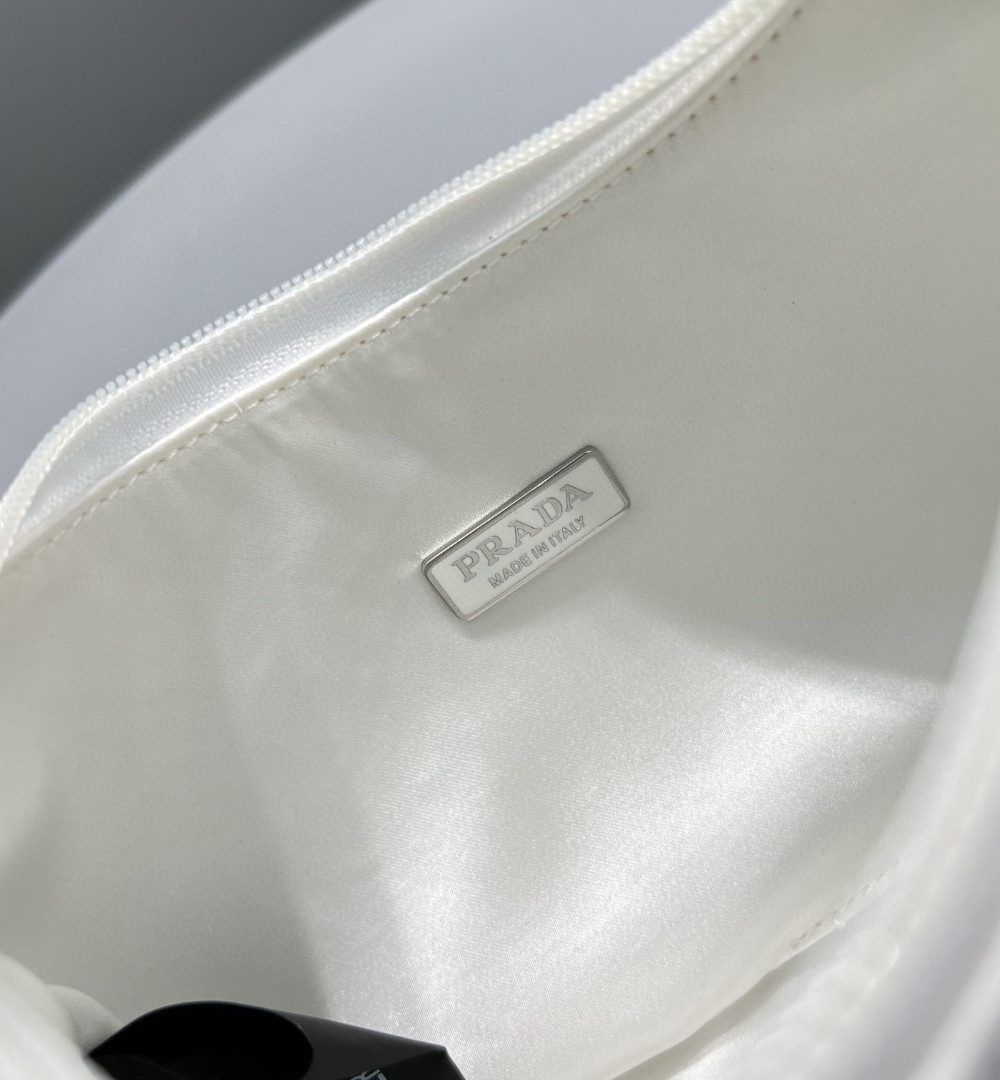 Prada Satin Mini-Bag With Crystals White For Women, Women's Bags 8.6in/22cm 1BC515_2AWL_F0009_V_OOO