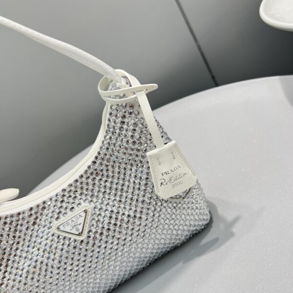Prada Satin Mini-Bag With Crystals White For Women, Women's Bags 8.6in/22cm 1BC515_2AWL_F0009_V_OOO