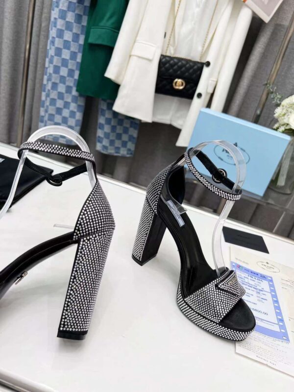 Prada Satin Platform Sandals With Crystals Black For Women 5.3in/135mm PRD 1XP53B_2AWL_F0T7O_F_135