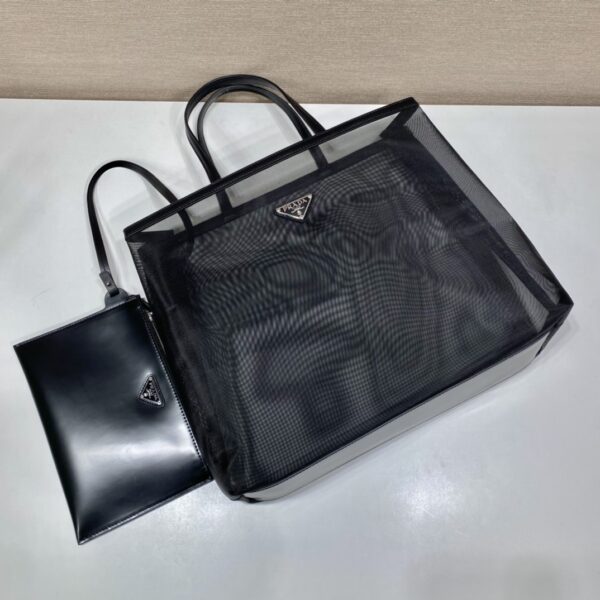 Prada Sequined Mesh Tote Bag Black For Women, Women's Bags 14.1in/36cm