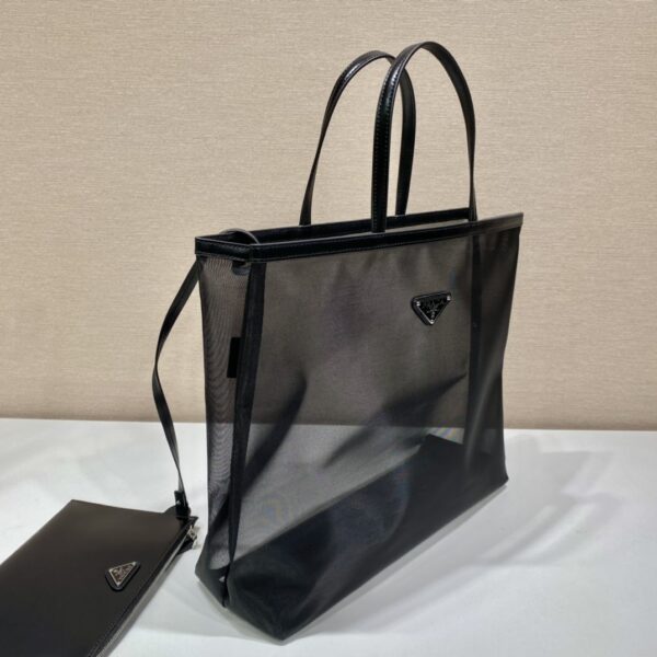 Prada Sequined Mesh Tote Bag Black For Women, Women's Bags 14.1in/36cm