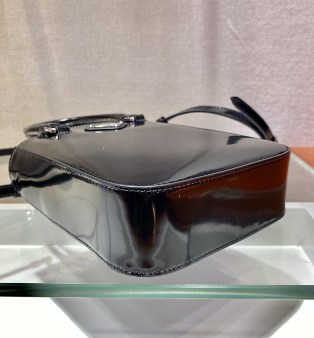 Prada Small Brushed Tote Black For Women, Women's Bags 6.9in/18cm 1BA331_ZO6_F0002_V_OOO