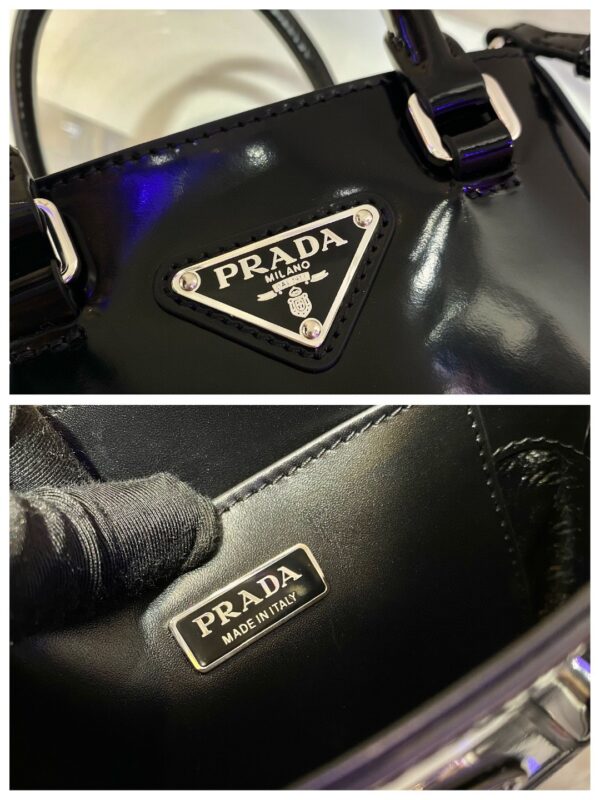 Prada Small Brushed Tote Black For Women, Women's Bags 6.9in/18cm 1BA331_ZO6_F0002_V_OOO
