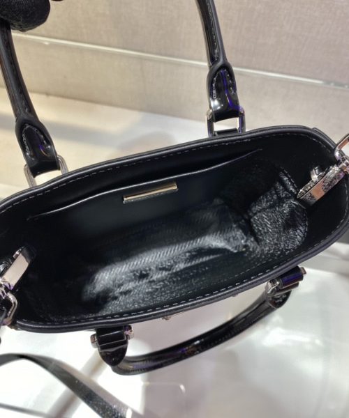 Prada Small Brushed Tote Black For Women, Women's Bags 6.9in/18cm 1BA331_ZO6_F0002_V_OOO