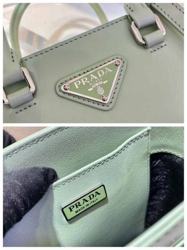 Prada Small Brushed Tote Green For Women, Women's Bags 6.9in/18cm
