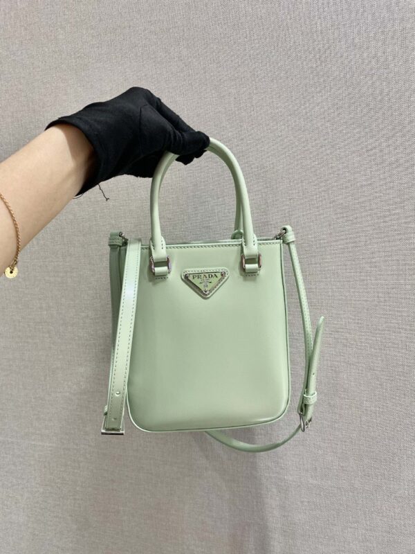 Prada Small Brushed Tote Green For Women, Women's Bags 6.9in/18cm