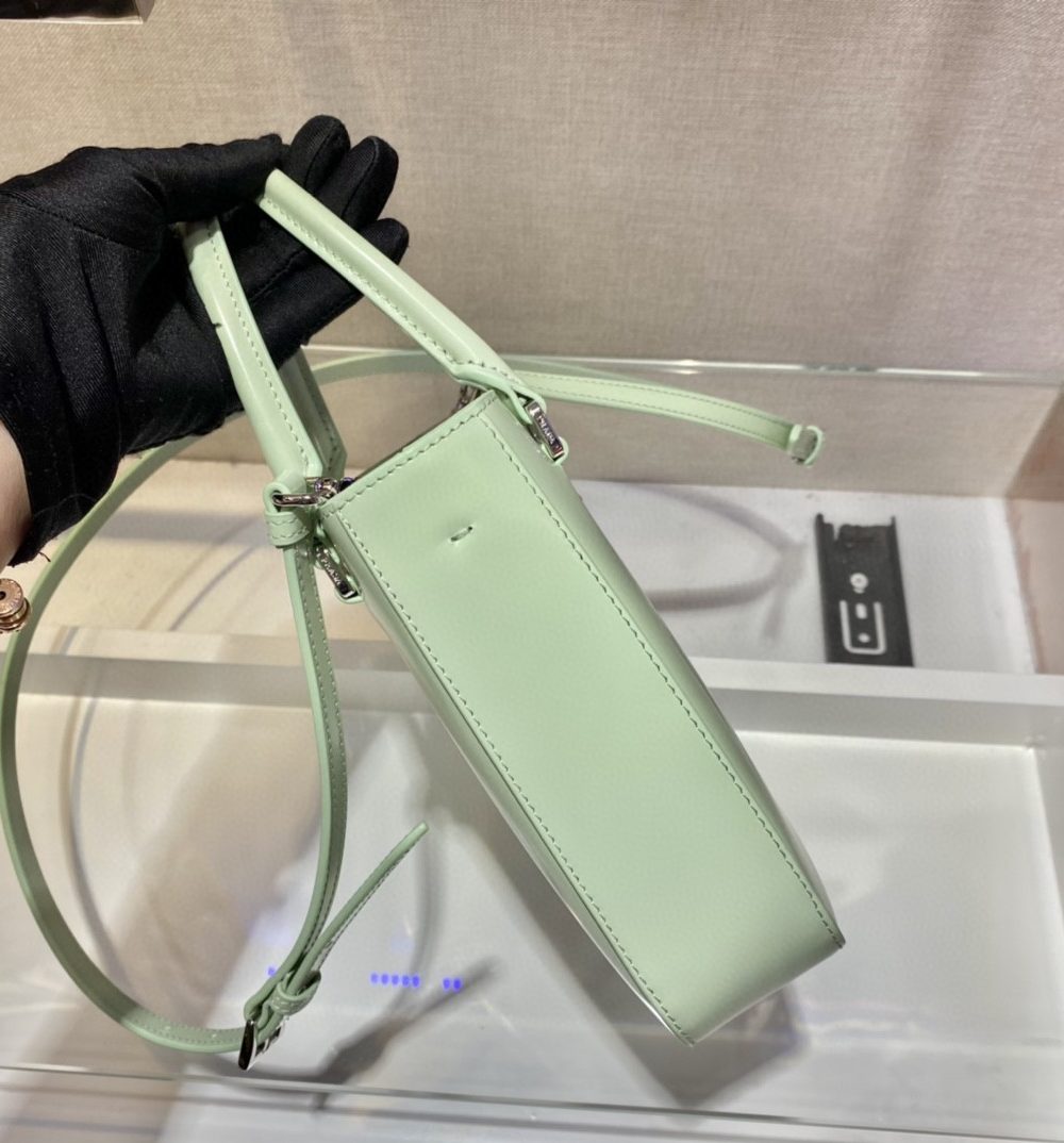 Prada Small Brushed Tote Green For Women, Women's Bags 6.9in/18cm