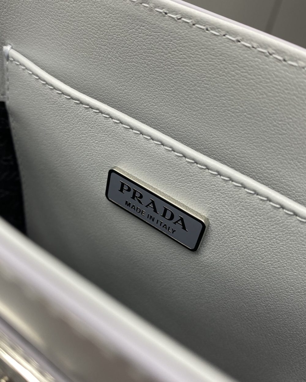 Prada Small Brushed Tote Grey For Women, Women's Bags 6.9in/18cm