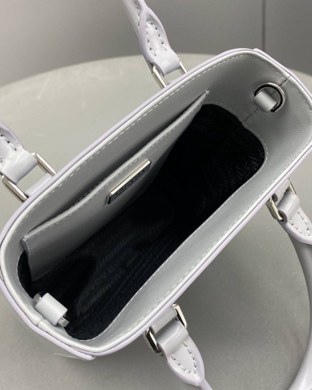 Prada Small Brushed Tote Grey For Women, Women's Bags 6.9in/18cm