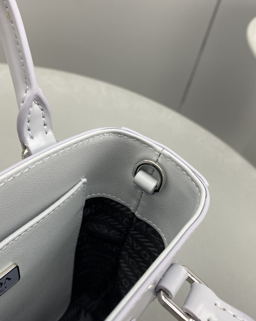 Prada Small Brushed Tote Grey For Women, Women's Bags 6.9in/18cm