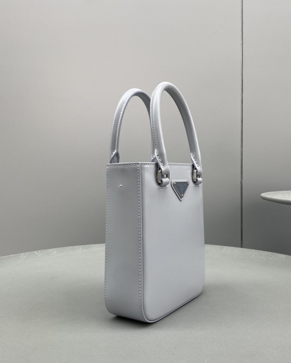 Prada Small Brushed Tote Grey For Women, Women's Bags 6.9in/18cm