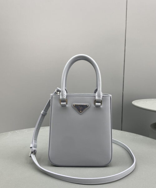 Prada Small Brushed Tote Grey For Women, Women's Bags 6.9in/18cm