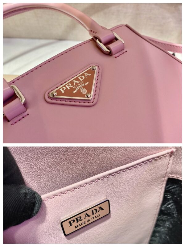 Prada Small Brushed Tote Pink For Women, Women's Bags 6.9in/18cm 1BA331_ZO6_F0E18_V_OOO