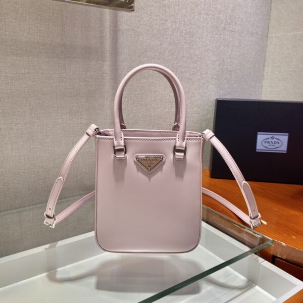 Prada Small Brushed Tote Pink For Women, Women's Bags 6.9in/18cm 1BA331_ZO6_F0E18_V_OOO