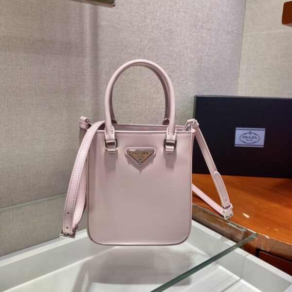 Prada Small Brushed Tote Pink For Women, Women's Bags 6.9in/18cm 1BA331_ZO6_F0E18_V_OOO