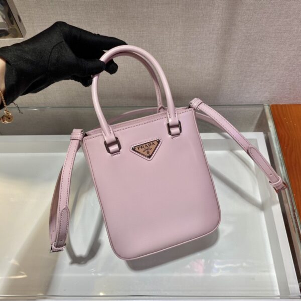 Prada Small Brushed Tote Pink For Women, Women's Bags 6.9in/18cm 1BA331_ZO6_F0E18_V_OOO